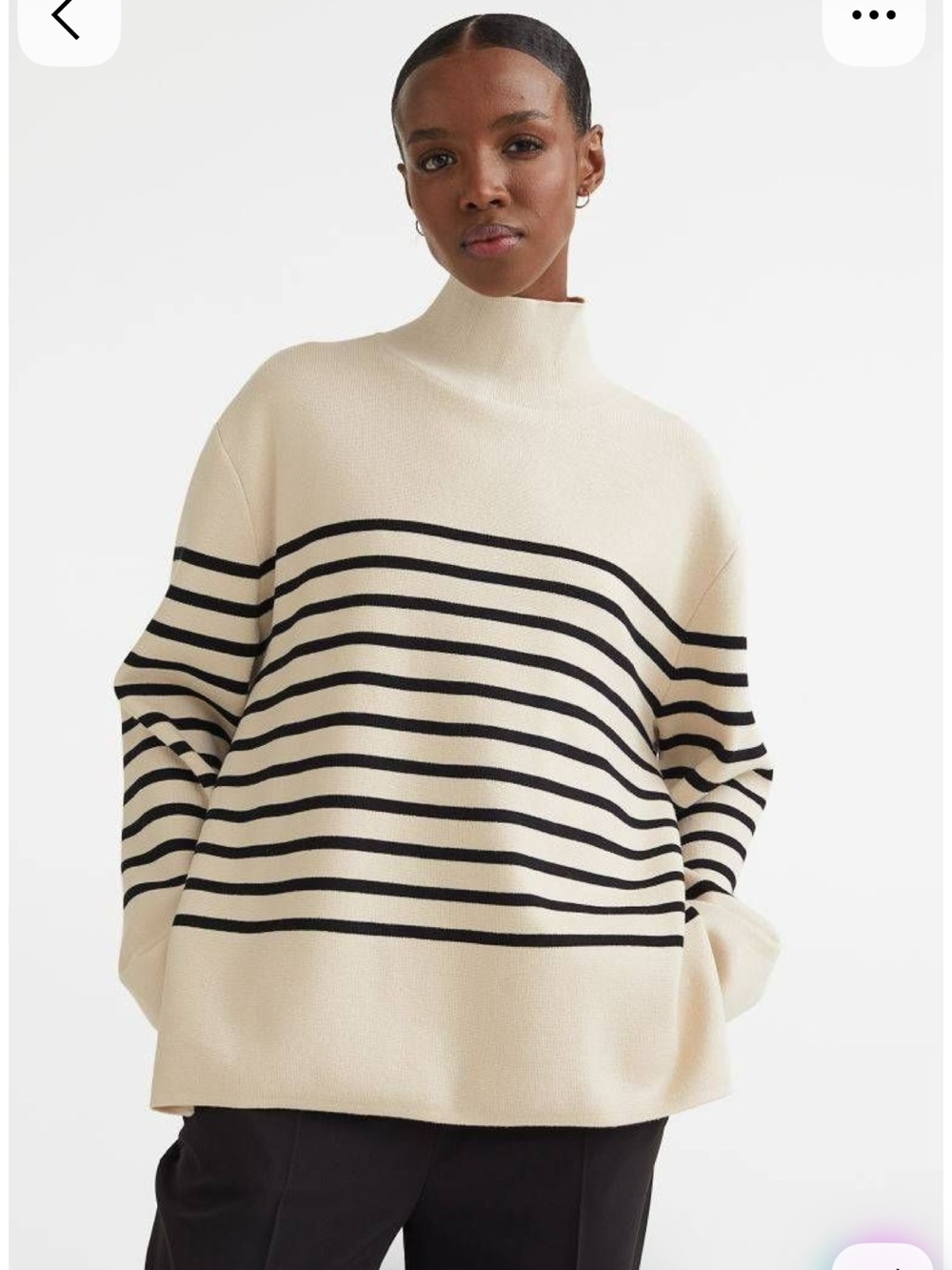 H&M mock neck striped sweater large